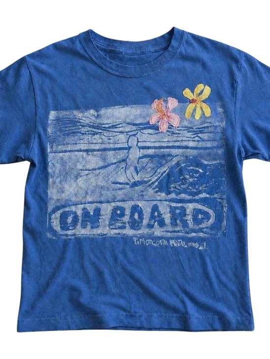 Gildan Tops - Gildan Blue "On Board" Graphic Tee with Floral Accents
